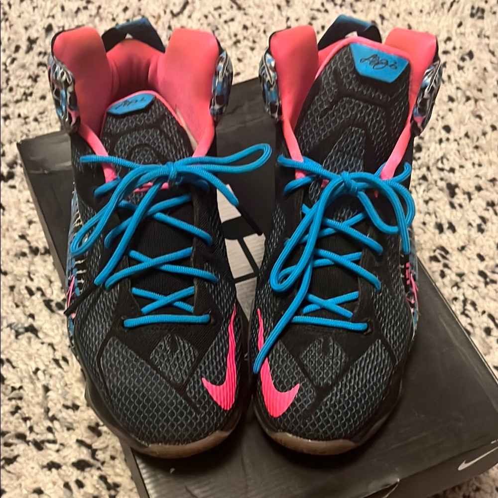 Nike LeBron XII GS in Black, Pink, and Blue